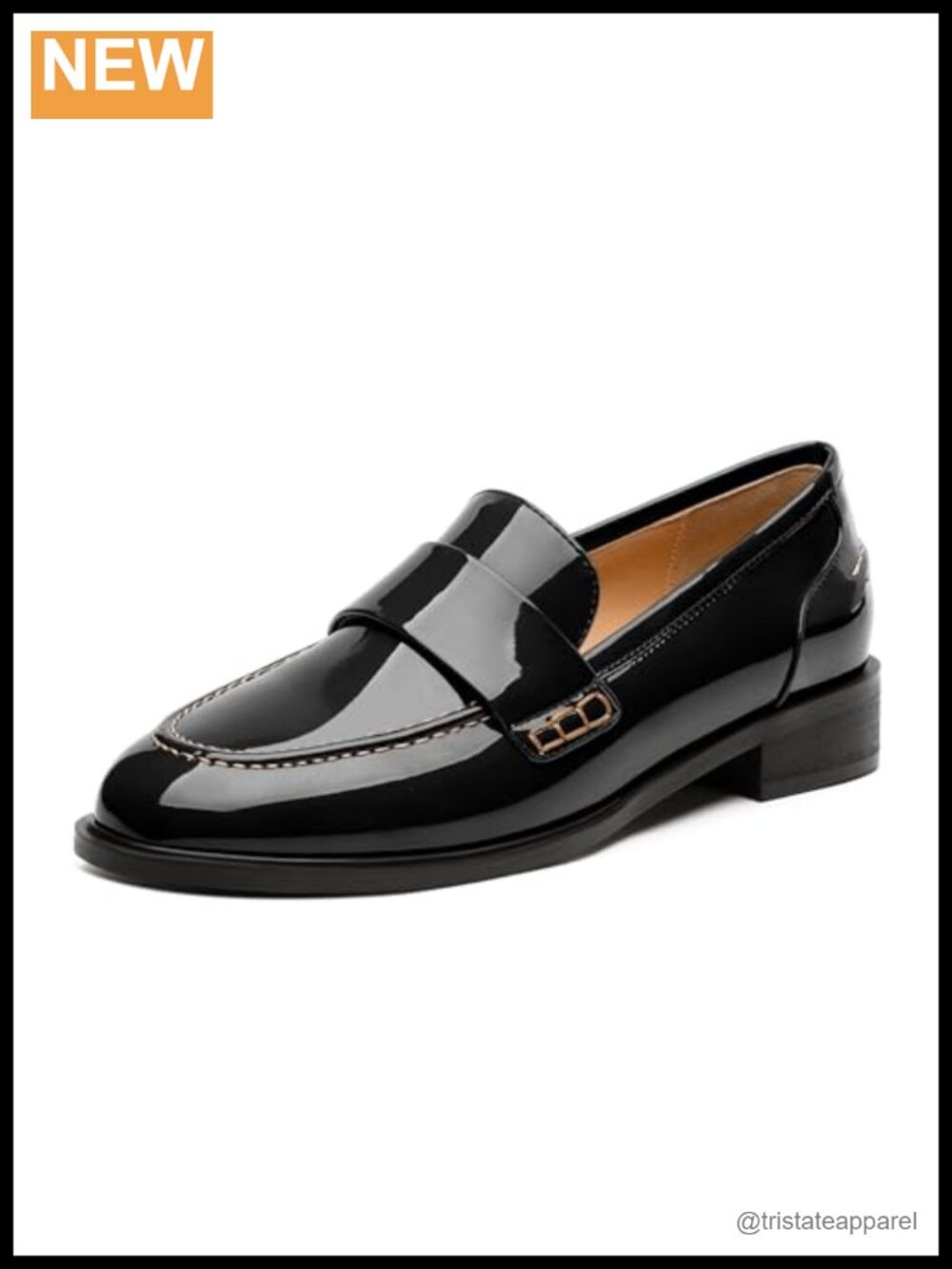 Women's Patent Slip-On Loafers Comfortable Low Heel Work Shoes